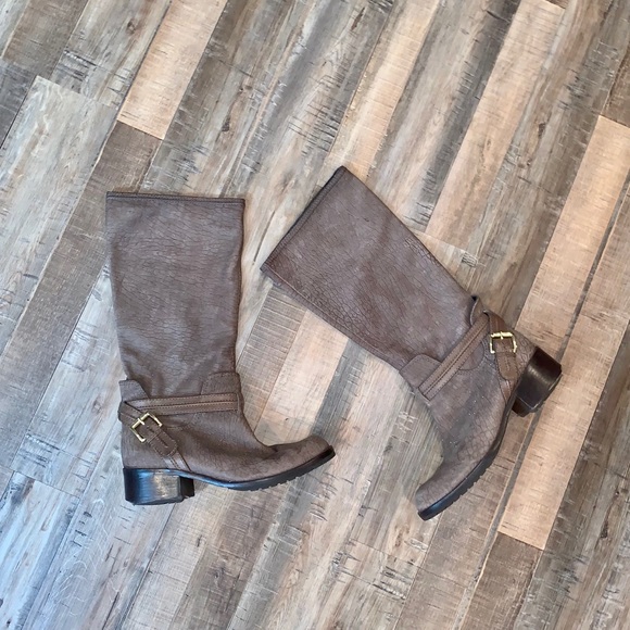 Elizabeth and James Shoes - Elizabeth & James Brown Leather Harness Strap Riding Boots